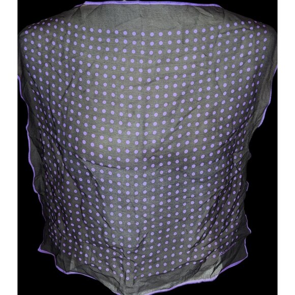 Preppy Goth Ralph Lauren Black And Purple Polka Dot Sheer Square Scarf - Picture 1 of 2
